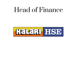 Head of Finance, Kalari HSE