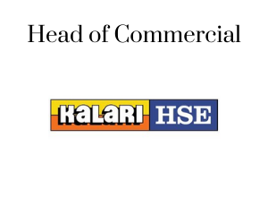 Head of Commercial, Kalari HSE
